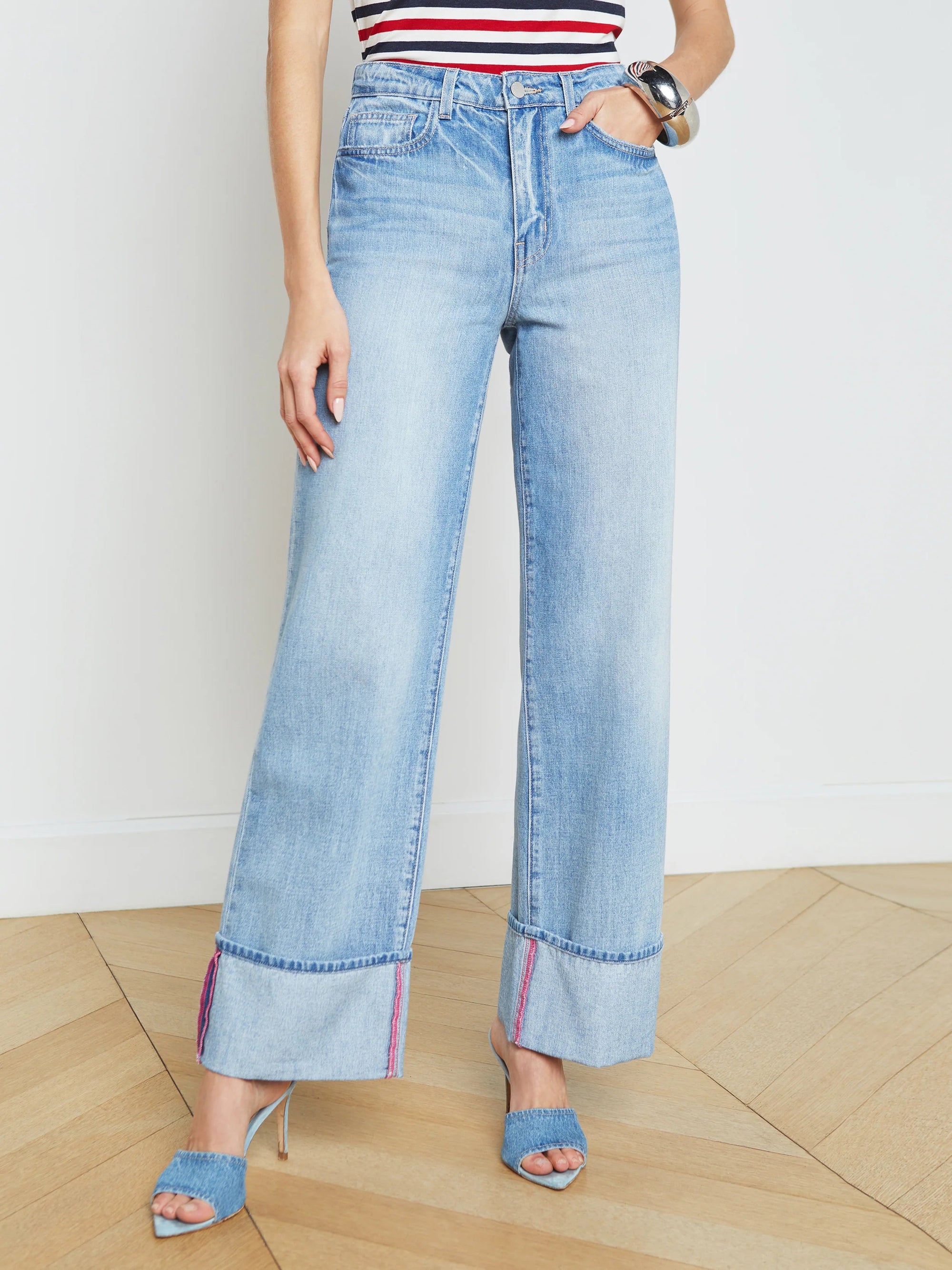 Miley Ultra High Rise Wide Leg Cuff Emerson Denim - Flare & Wide Leg L'Agence 