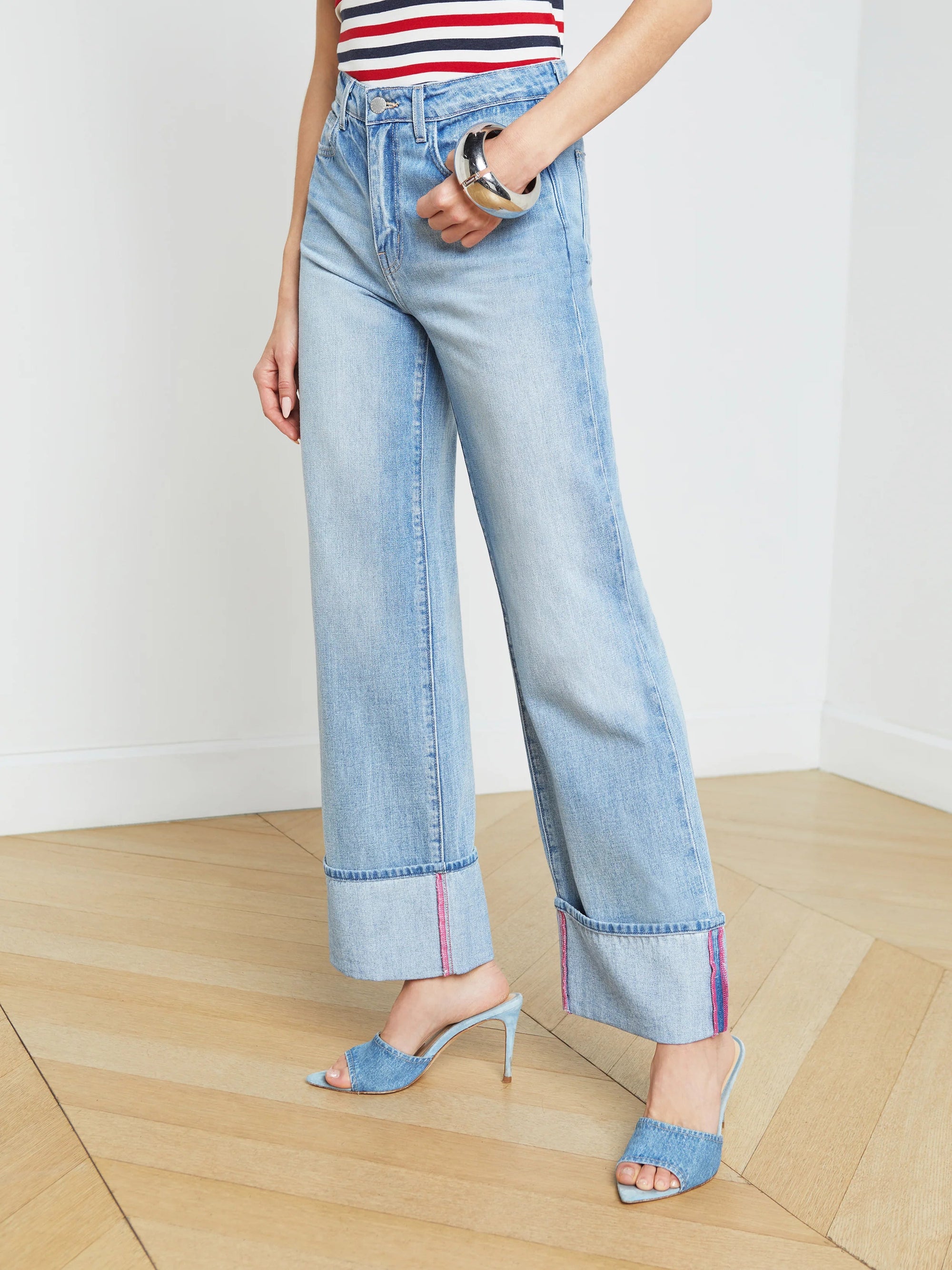 Miley Ultra High Rise Wide Leg Cuff Emerson Denim - Flare & Wide Leg L'Agence 