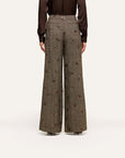 Allanah Sequined Trouser Beige/Black/Gold Flower Sequin Pants - Trousers L'Agence 