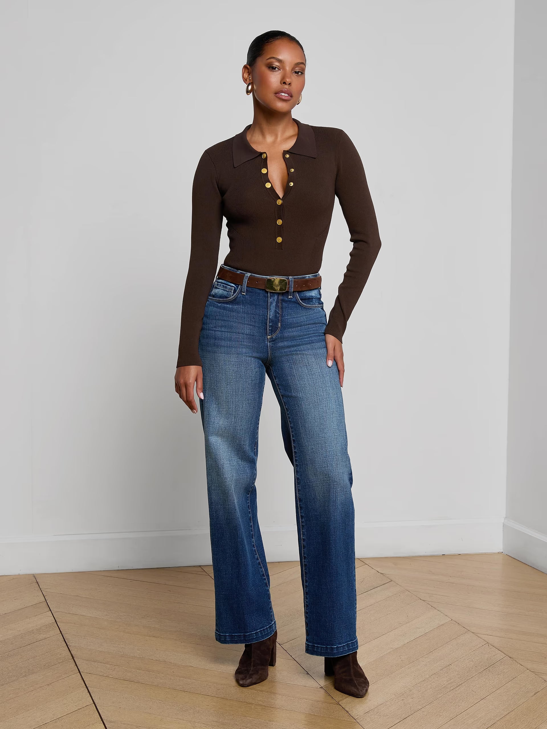 Scottie Wide-Leg Jean Gladstone Denim - Flare & Wide Leg L'Agence 
