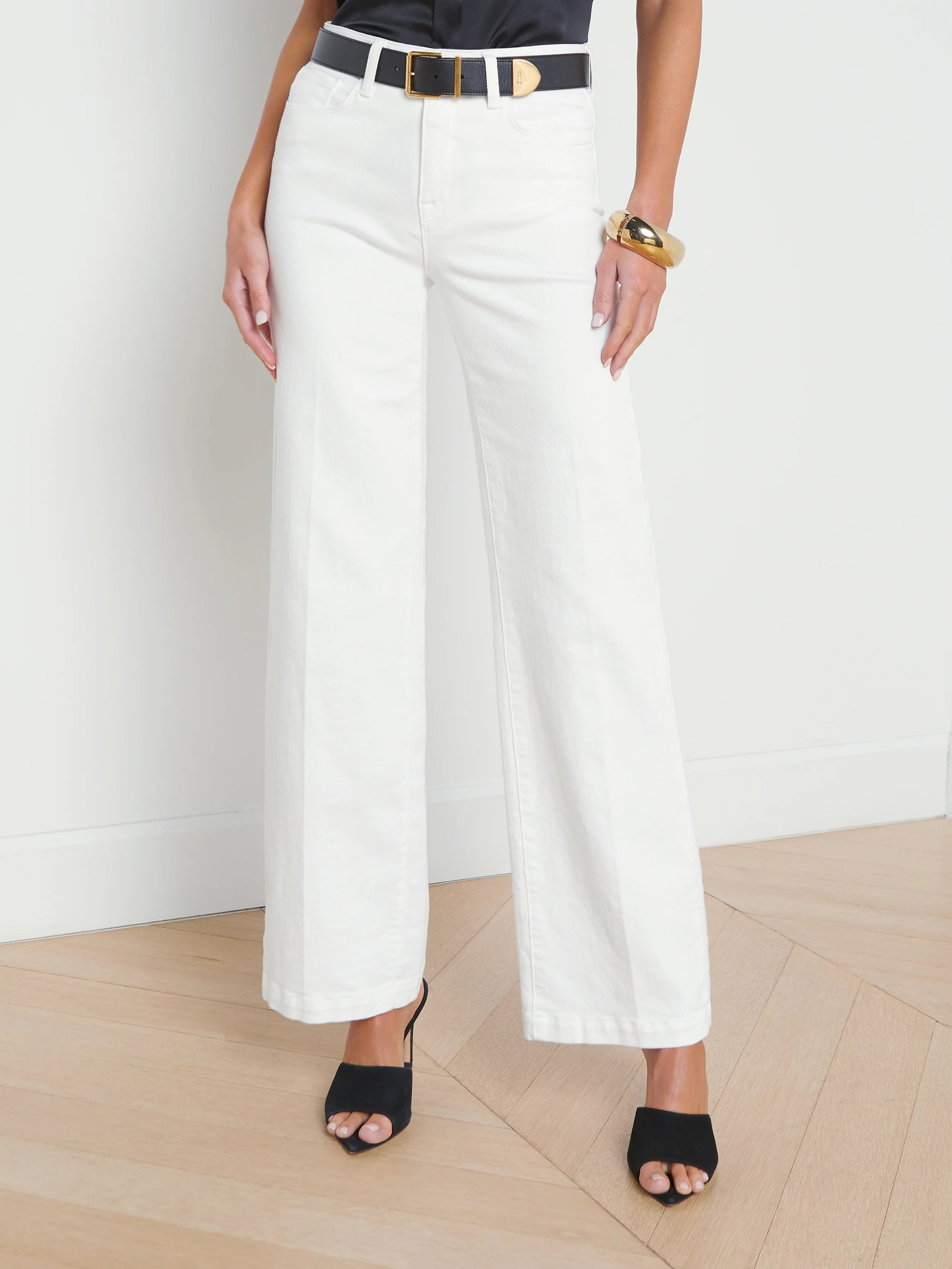 Scottie Wide Leg Blanc Denim - Flare & Wide Leg L'Agence 