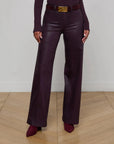 Scottie Coated Wide-Leg Jean Dark Malbec Denim - Flare & Wide Leg L'Agence 