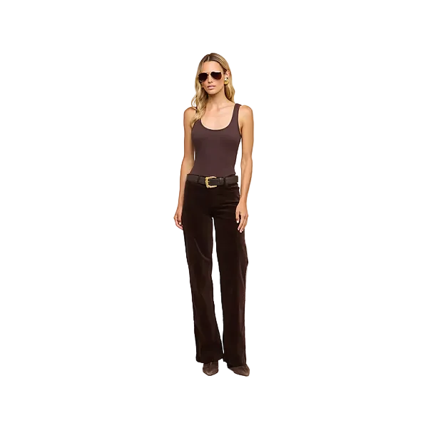 Scottie Velvet High Rise Wide Leg Dark Java
