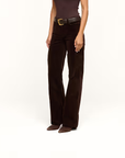 Scottie Velvet High Rise Wide Leg Dark Java