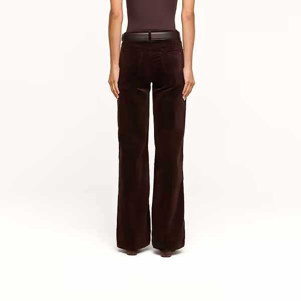 Scottie Velvet High Rise Wide Leg Dark Java