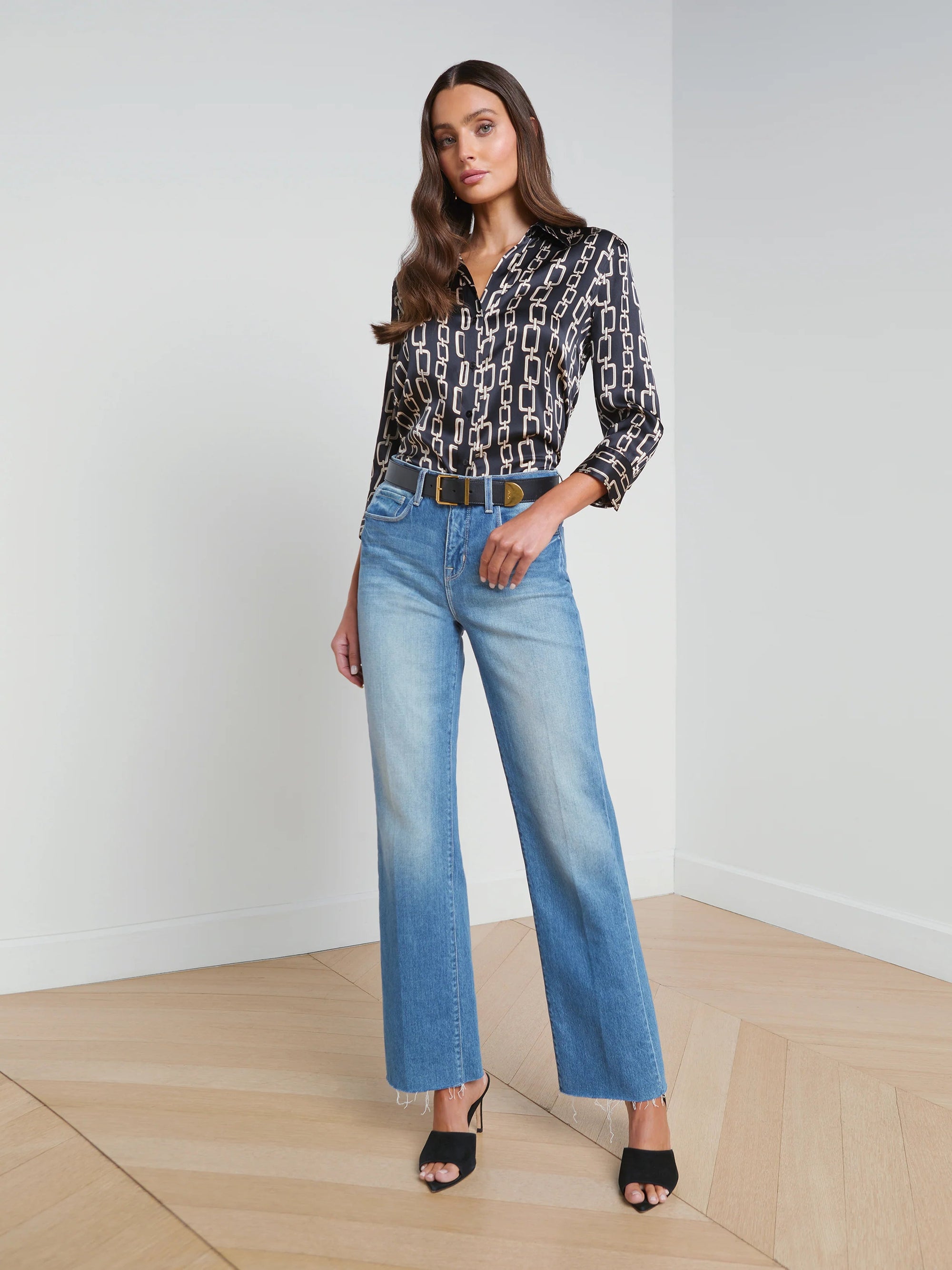 Tiana Wide Leg Jean Cowan Denim - Flare &amp; Wide Leg L&#39;Agence 