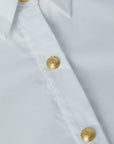 Cosette Crop Button Down Shirt White/Gold