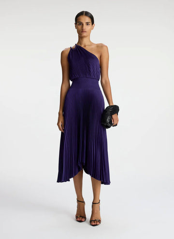 Ruby Satin Pleated Dress Purple Dresses - Midi A.L.C. 
