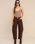 Cody Cropped Barrel Leg Brown/Natural Contrast Denim - Flare & Wide Leg L'Agence 