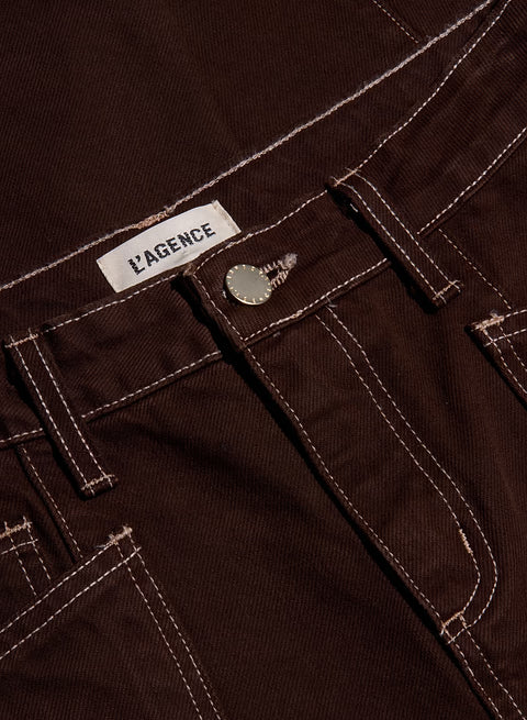 Cody Cropped Barrel Leg Brown/Natural Contrast Denim - Flare & Wide Leg L'Agence 