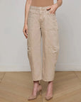 Cody Cropped Barrel-Leg Jean Biscuit Denim - Cropped & Ankle L'Agence 