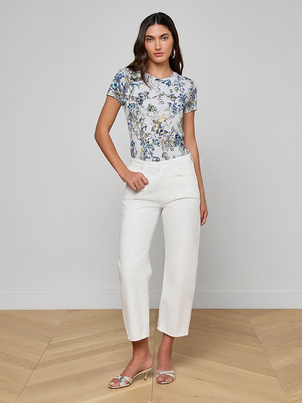Mallis Bow-Leg Jean Blanc Denim - Cropped &amp; Ankle L'Agence 