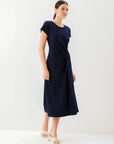 Aveline Side Twist Midi Dress Navy Dresses - Midi Fifteen Twenty 