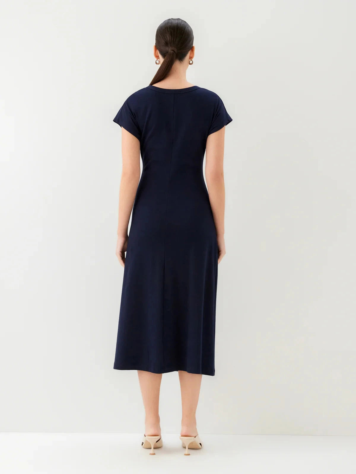 Aveline Side Twist Midi Dress Navy Dresses - Midi Fifteen Twenty 