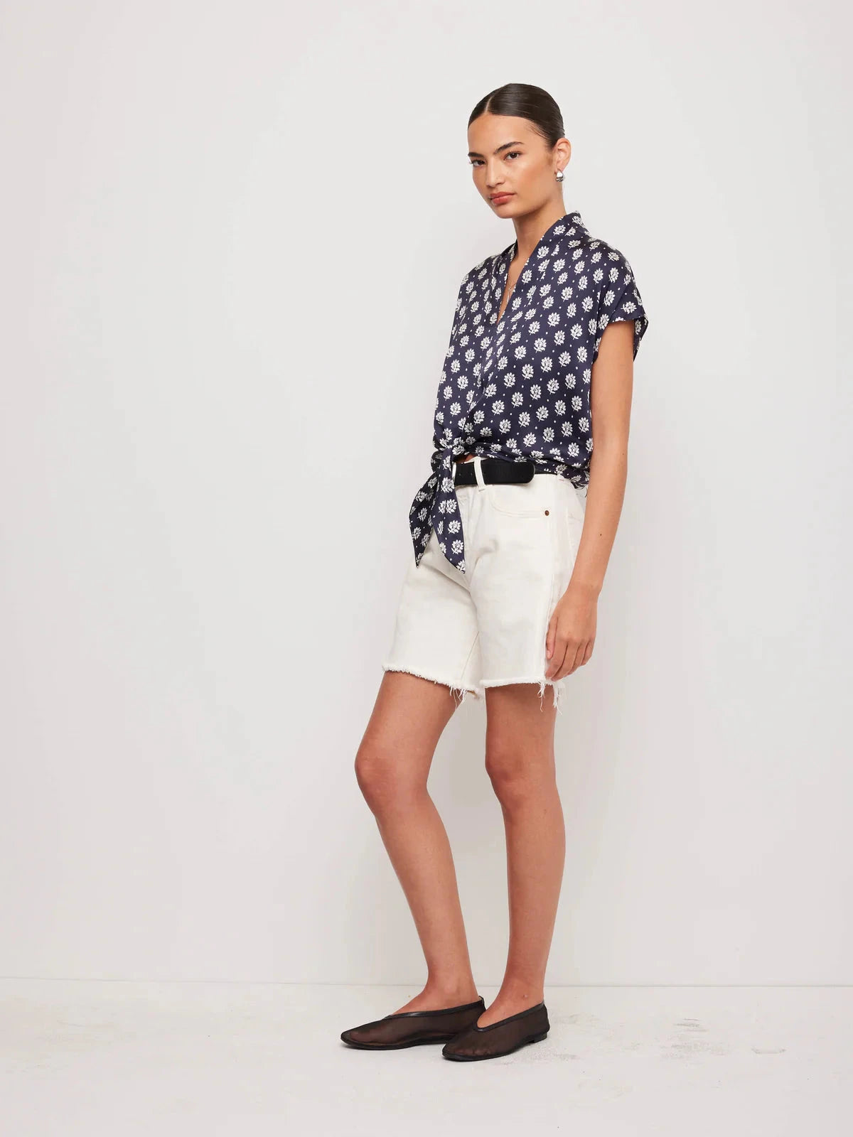 Maria Tie Front top Navy Tops - Blouses Fifteen Twenty 