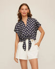 Maria Tie Front top Navy Tops - Blouses Fifteen Twenty 