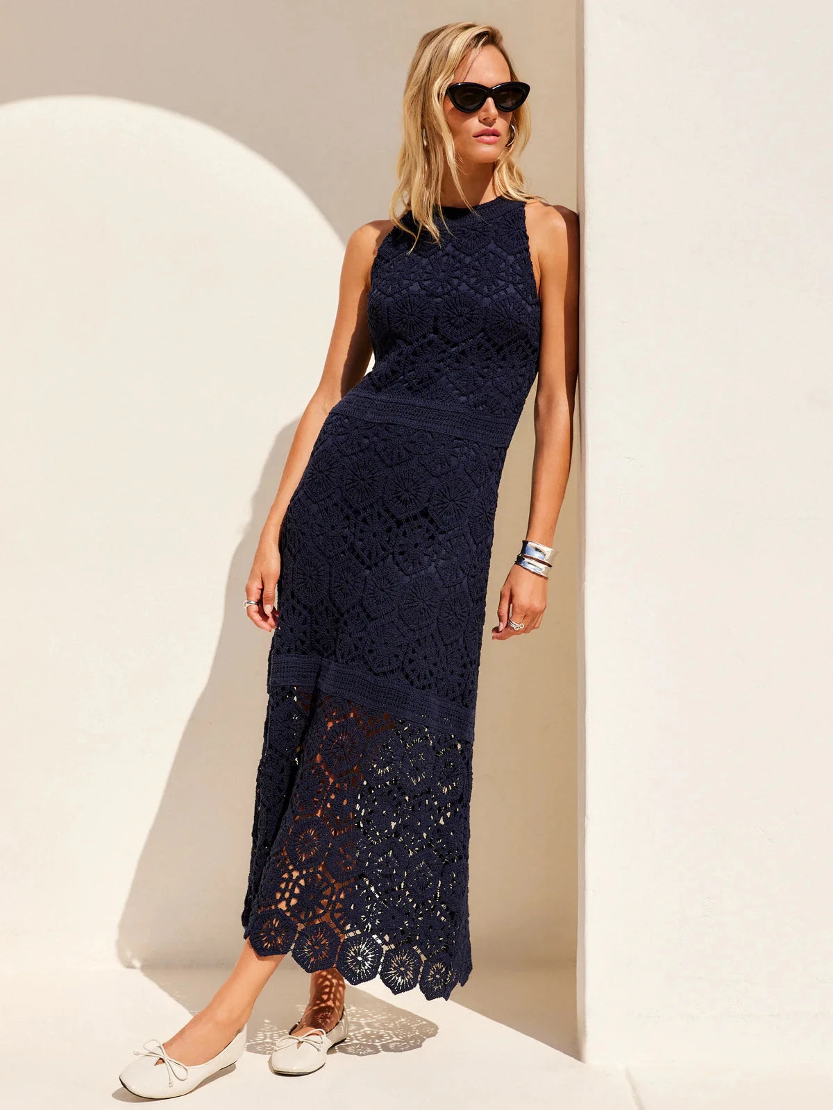 Londyn Crochet Dress Navy – Peter Kate