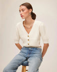 Iliana Puff Sleeve Sweater Cream Sweater - Cardigans Fifteen Twenty 