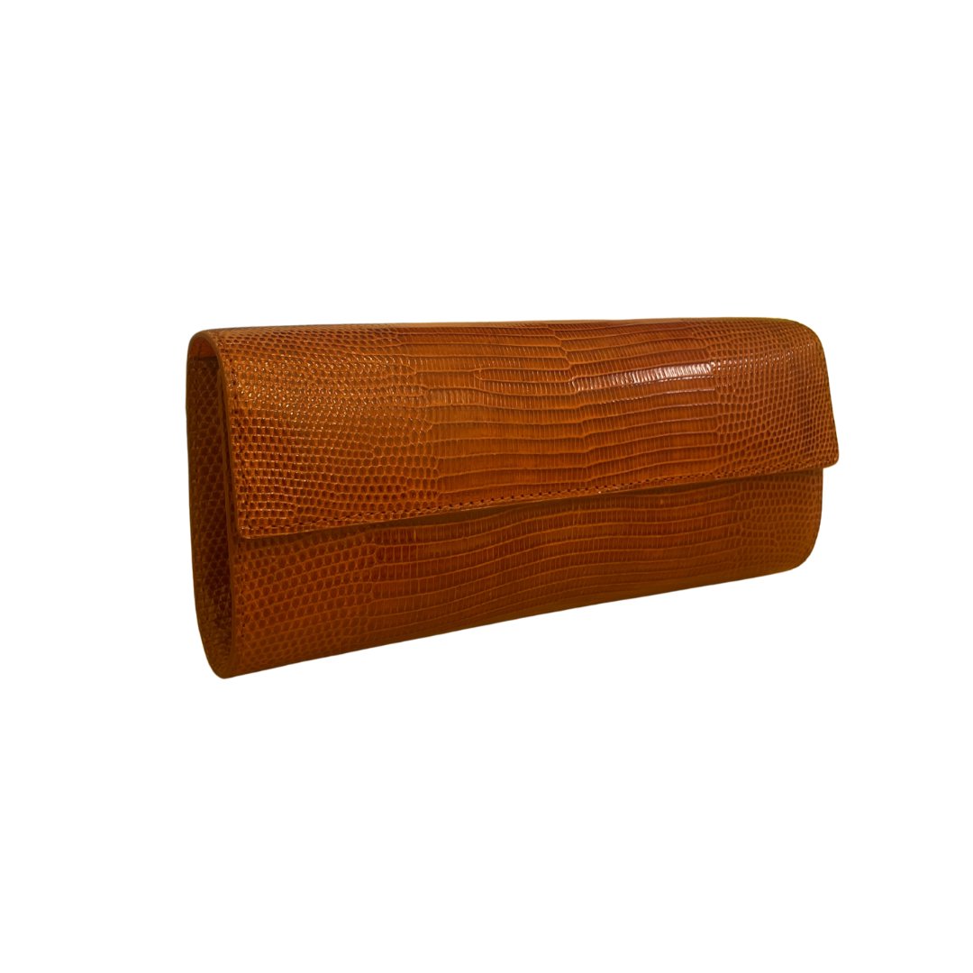 Lizard Classic Clutch Cognac Clutch W.Kleinberg 