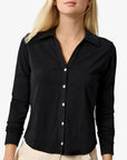 Split Collar Button Down Black Tops - Button Down Lilla P 