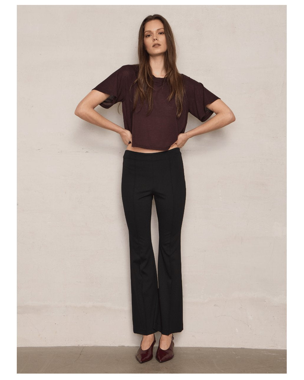 Pull On Crosswalk Flare Black Pants - Trousers Lafata 