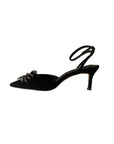 Velvet + Flower Sandal Black Sandals - Heeled Sandals Lola Cruz 
