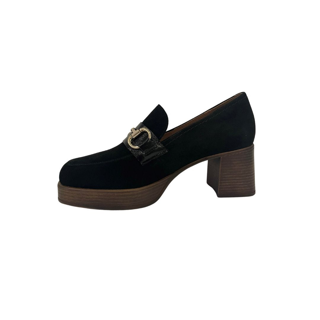 Buckle Suede Black Flats - Loafer Piesanto 