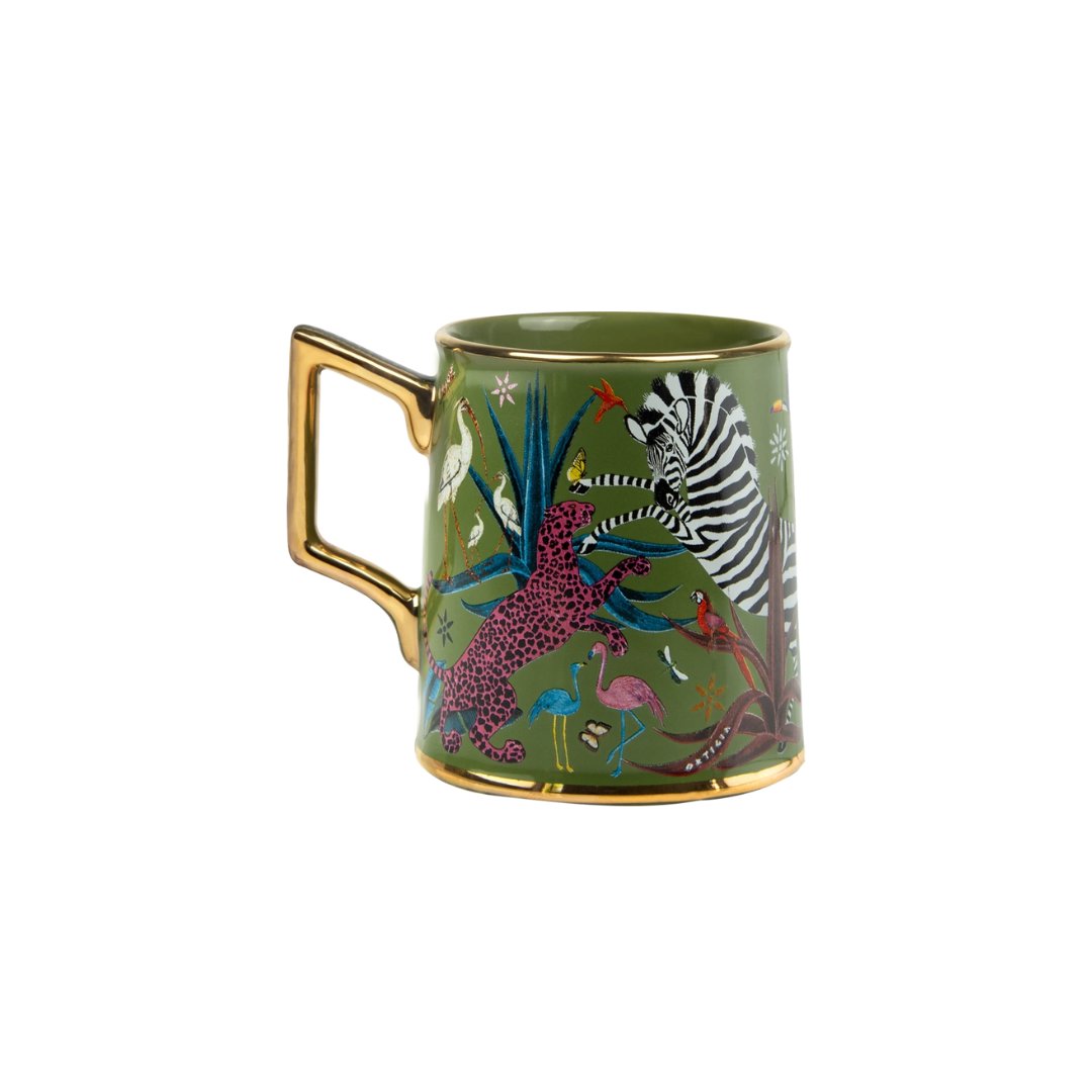 Jungle Ceramic Tazza Green Home Decor - Tabletop Ortigia 