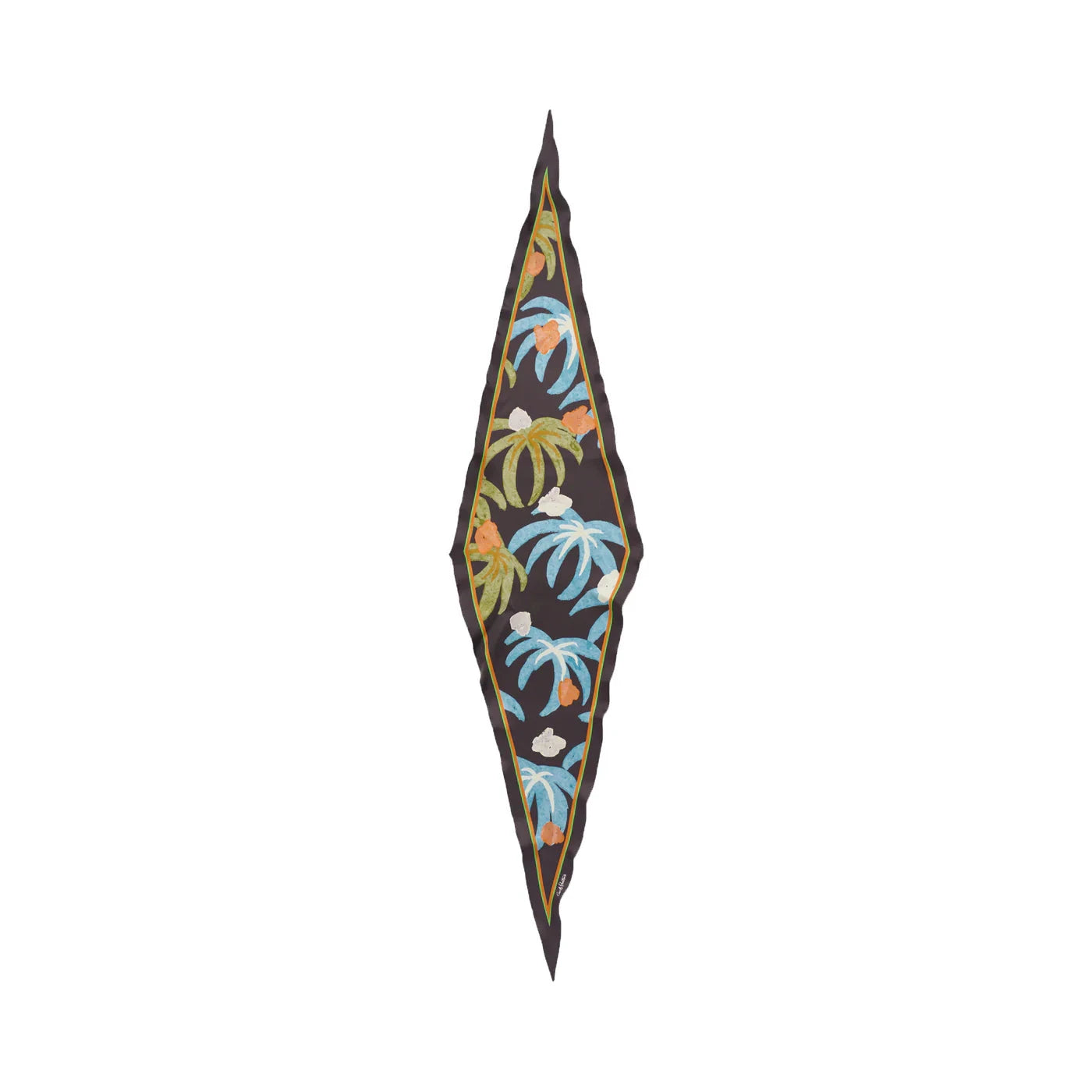 Ethereal Mirage Silk Diamond Neckerchief Dark Brown Scarves Lost Pattern NYC 