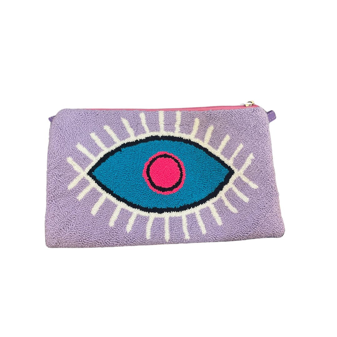 POM POM Clutch With Blue Eye Lilac Clutch Le Pom Pom 