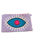 POM POM Clutch With Blue Eye Lilac Clutch Le Pom Pom 