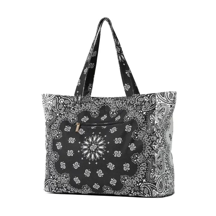 Bailey Bandana Tote Black/White Tote &amp; Satchel Haute Shore 