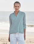 Patrick Popover Henley Green/White Stripe Tops - Sweatshirts Frank & Eileen 