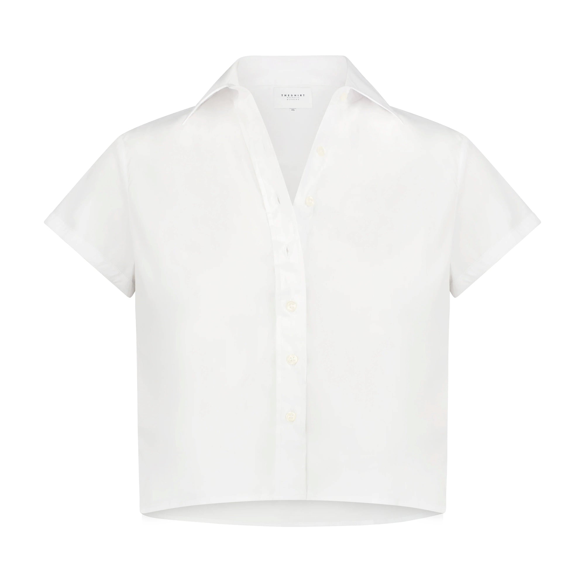 The Boxy Short Sleeve Cropped Shirt White Top - Button Down Theshirt 