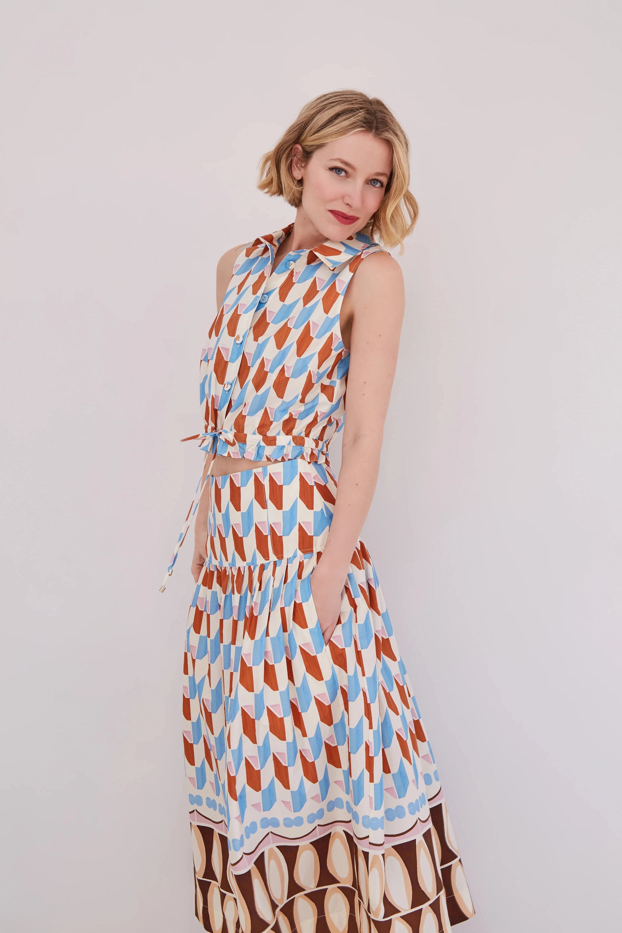 Diya Skirt Talavera Tile Ivory Skirts - Midi Cara Cara 