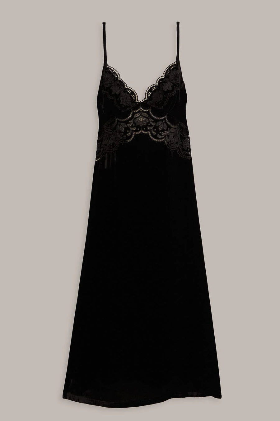 Richelieu Velvet Slip Dress Black