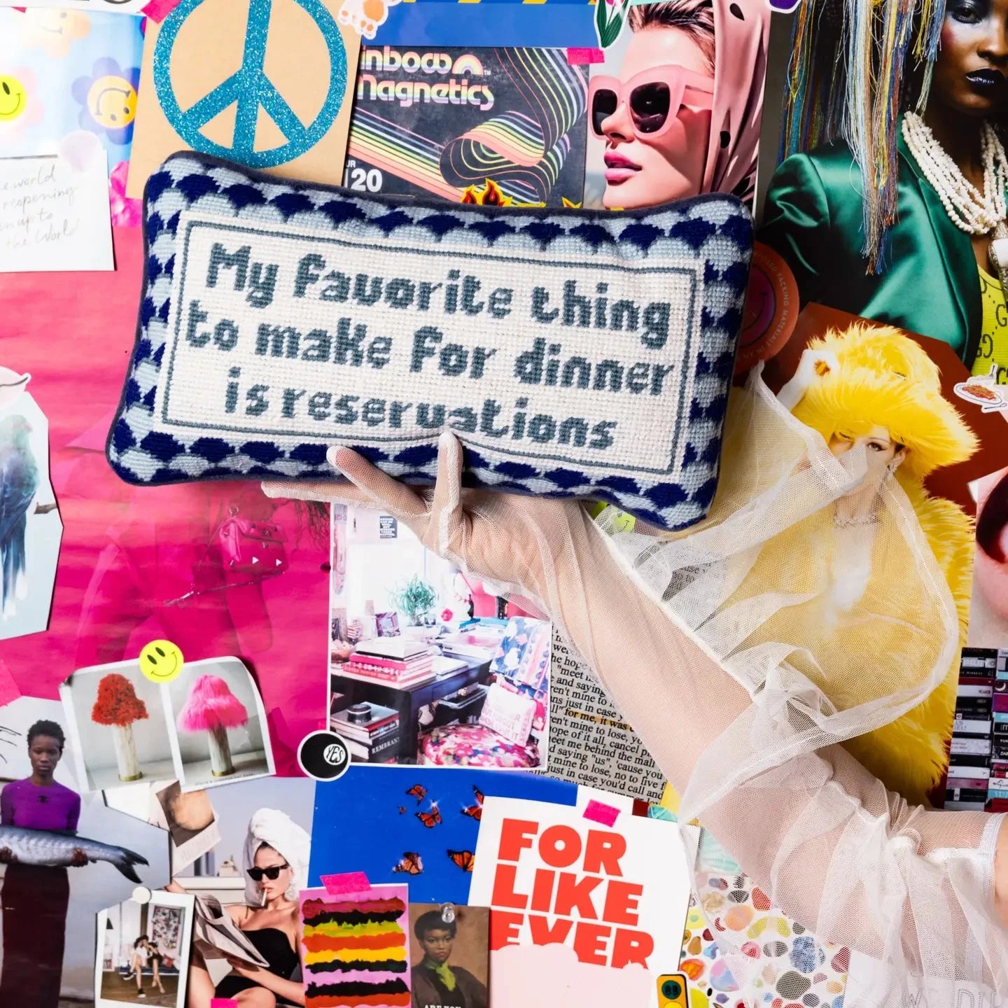 Reservations Needlepoint Pillow Home Decor - Pillows Furbish 