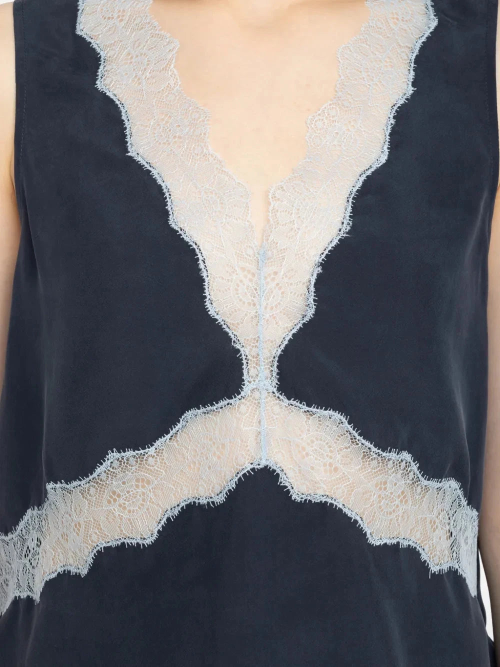 Tasao Silk Lace Camisole Navy Tops - Tanks Zadig & Voltaire 