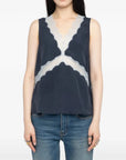 Tasao Silk Lace Camisole Navy Tops - Tanks Zadig & Voltaire 