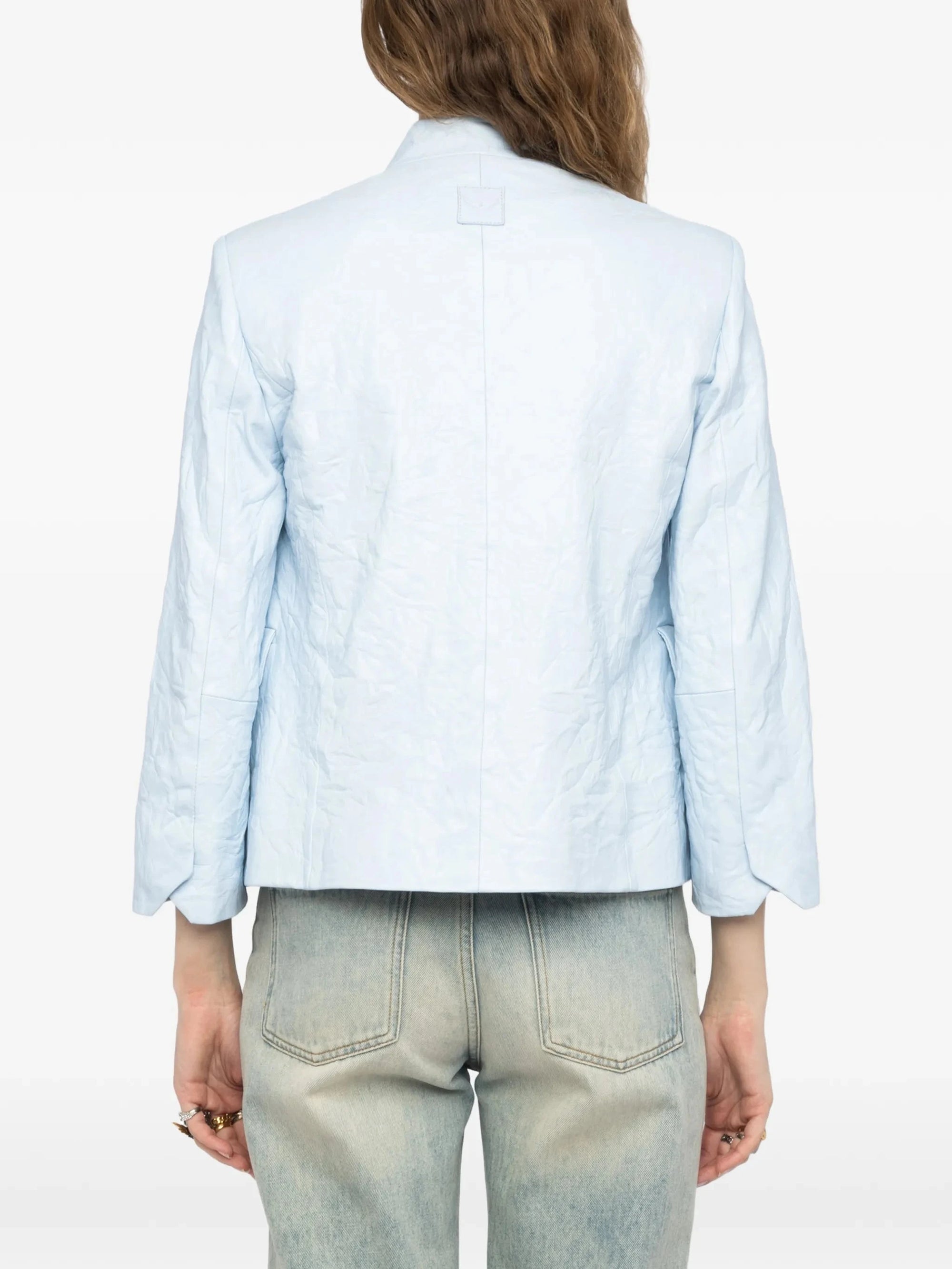 Veryn Crinkled Leather Jacket Baby Blue Jackets Zadig & Voltaire 