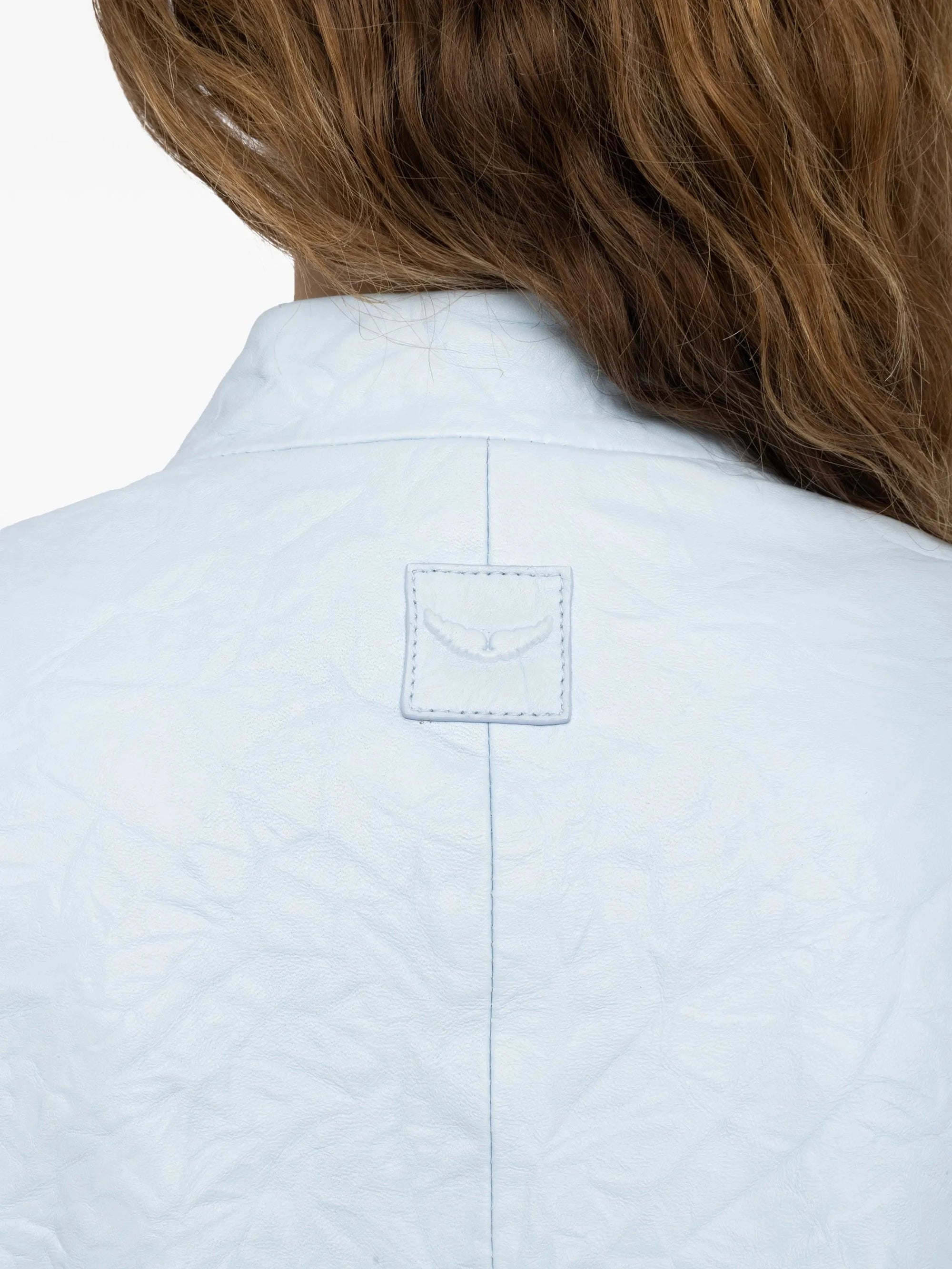 Veryn Crinkled Leather Jacket Baby Blue Jackets Zadig & Voltaire 