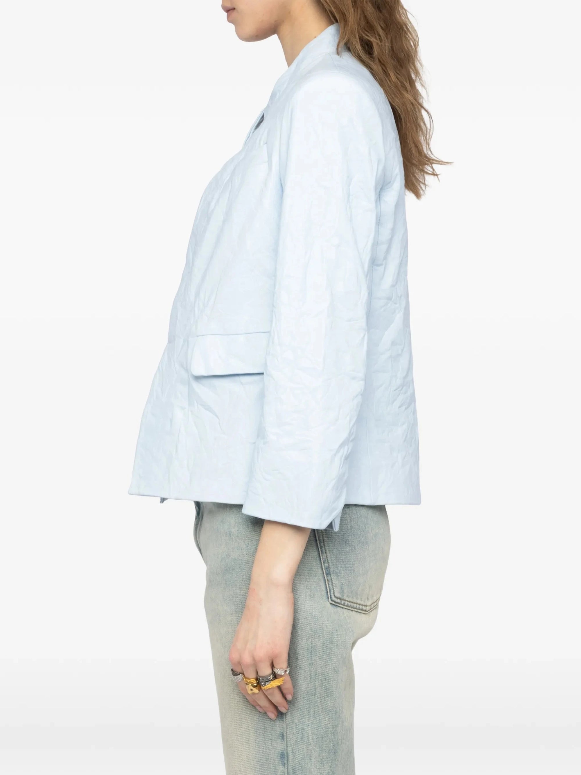 Veryn Crinkled Leather Jacket Baby Blue Jackets Zadig & Voltaire 