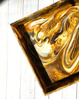 Swirl Brown Hand Poured Resin Tray Large Home Decor - Bowls, Trays & Vases Gibb & Daan 