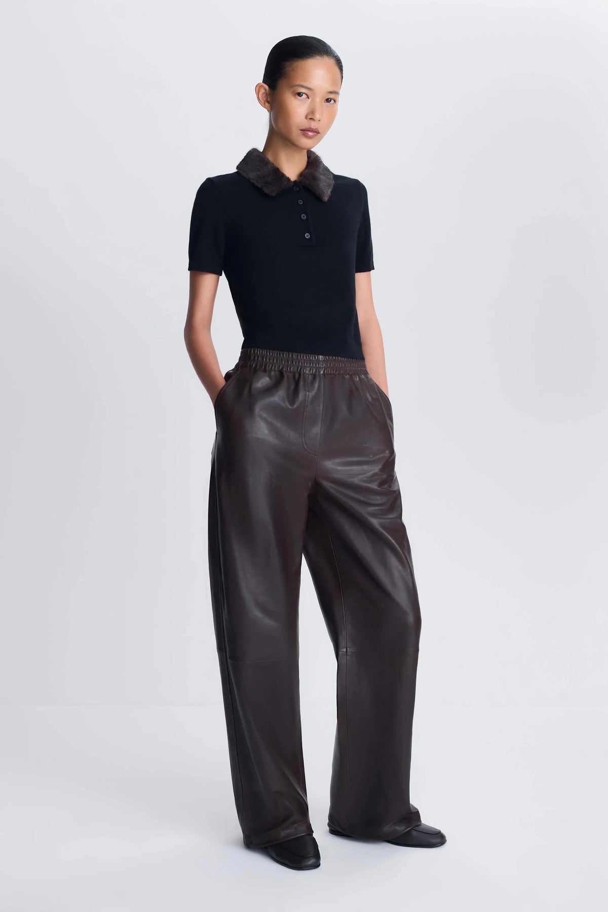 Vayla Short Sleeve Polo Black Chocolate Multi Sweater - Polo Simkhai 