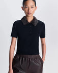 Vayla Short Sleeve Polo Black Chocolate Multi Sweater - Polo Simkhai 