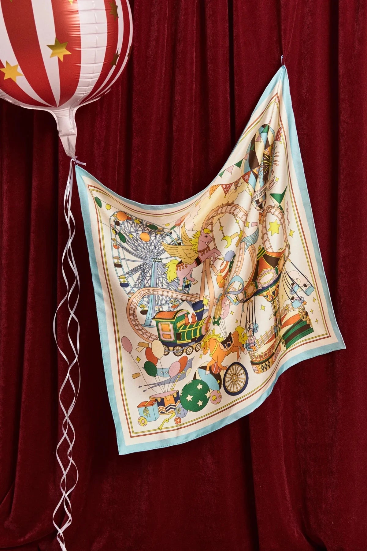 Pop Pony Silk Twill Bandana Scarf Champagne Scarves Lost Pattern NYC 