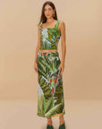 Amazonia Forest Blue Top Cropped Buttons Tops - Tanks Farm Rio 