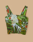 Amazonia Forest Blue Top Cropped Buttons Tops - Tanks Farm Rio 