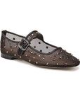 Michaela Mary Jane Flat Shine Brown Mesh Flats - Ballet Sam Edelman 