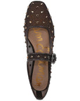 Michaela Mary Jane Flat Shine Brown Mesh Flats - Ballet Sam Edelman 